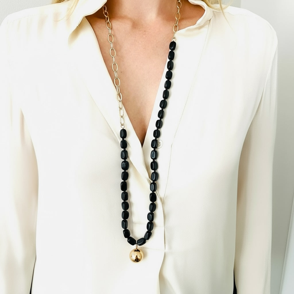 LIU Necklace black, roségold