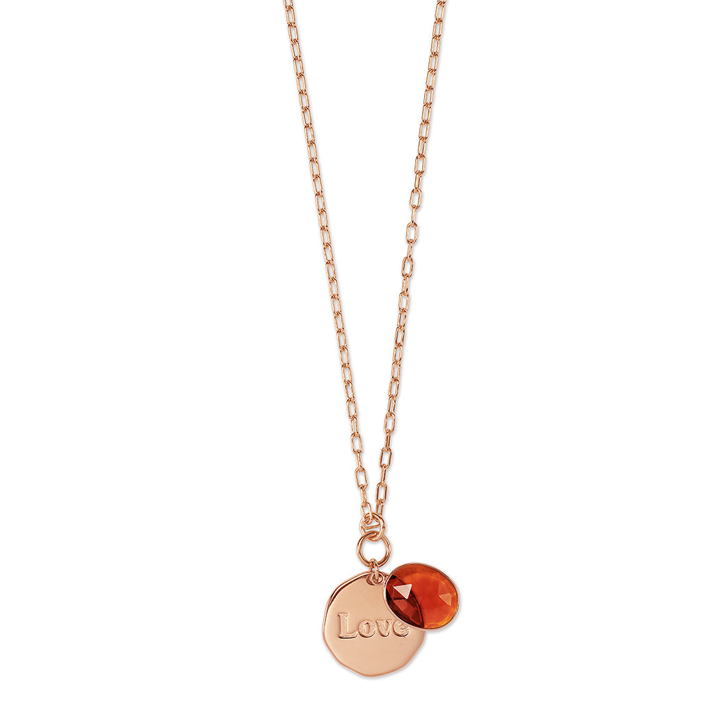 LOVE Necklace roségold, Cognac Quarz