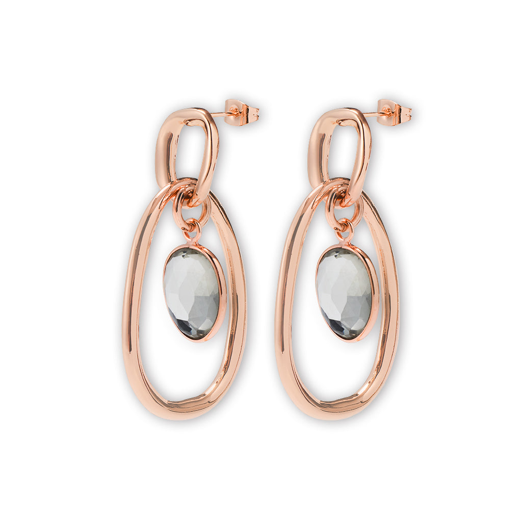 BABET S Earrings roségold, Grey Quarz