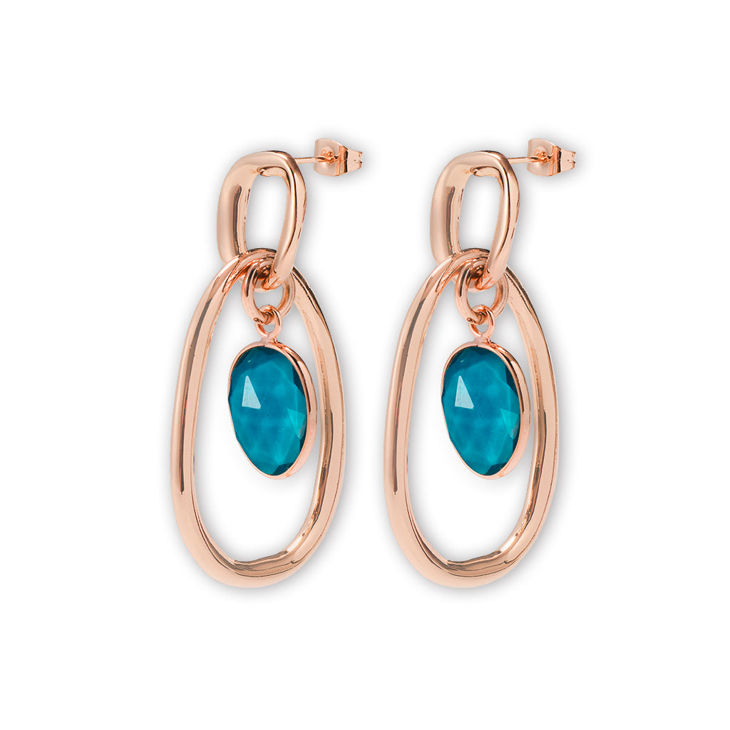 BABET S Earrings roségold, Tealblue Quarz