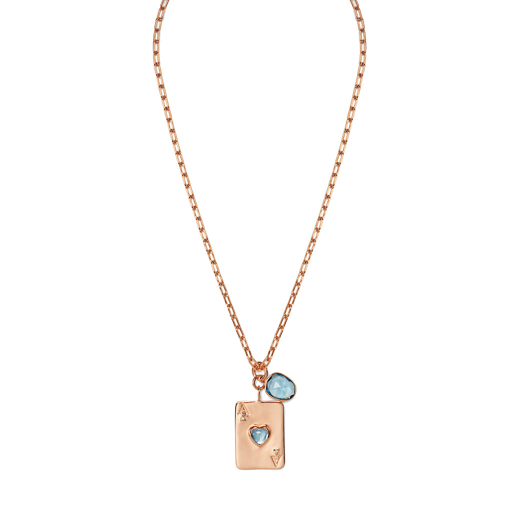LOVE WINS Necklace roségold, Skyblue Quarz