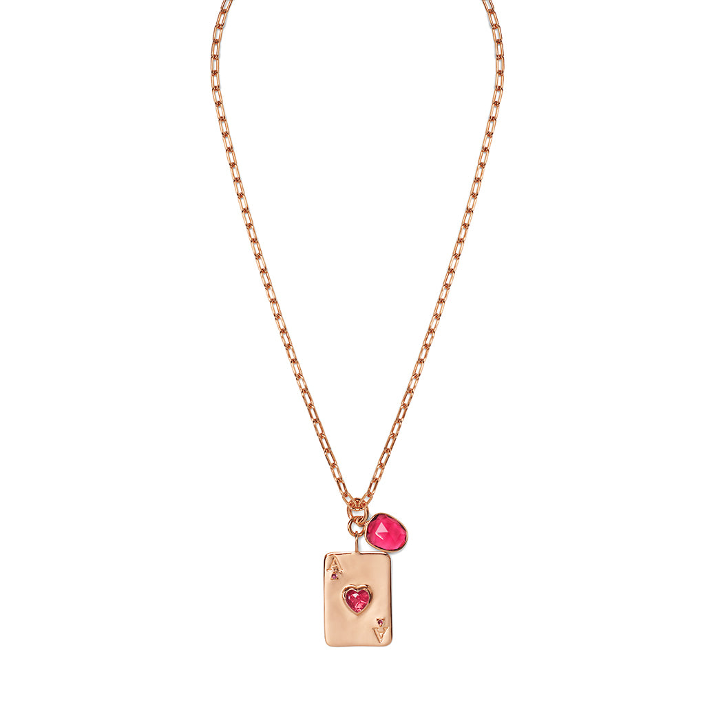 LOVE WINS Necklace roségold, Pink Quarz
