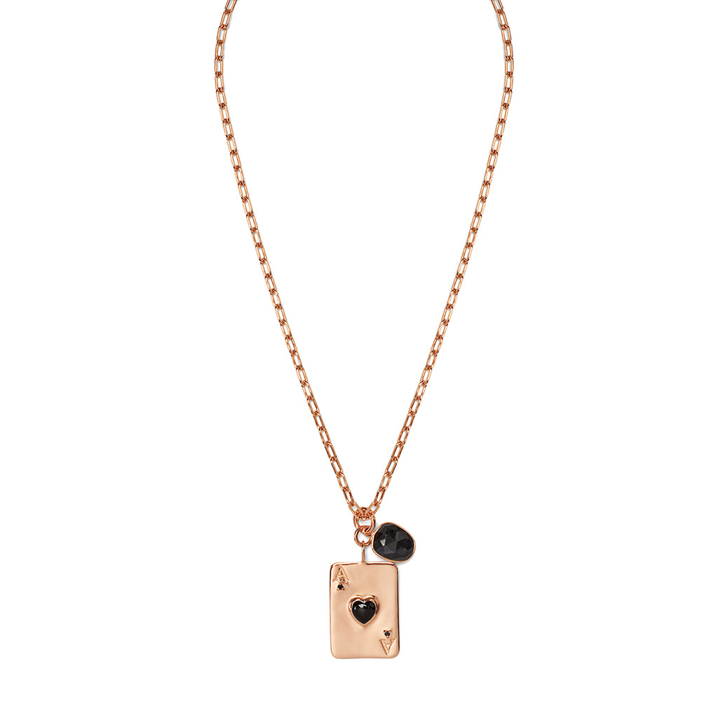 LOVE WINS Necklace roségold, schwarzer Onyx