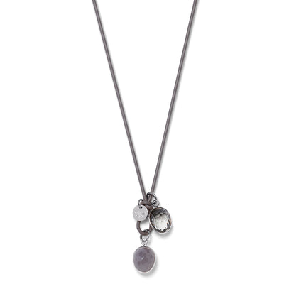 DROPS LEATHER Necklace grey