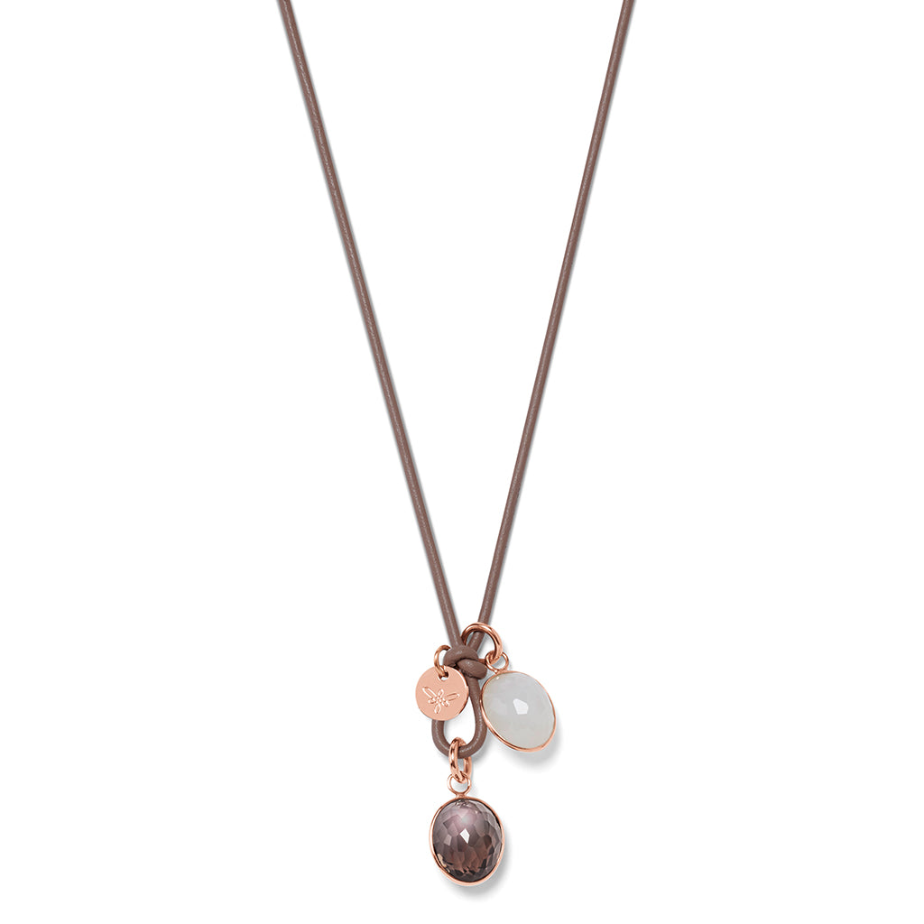 DROPS LEATHER Necklace taupe
