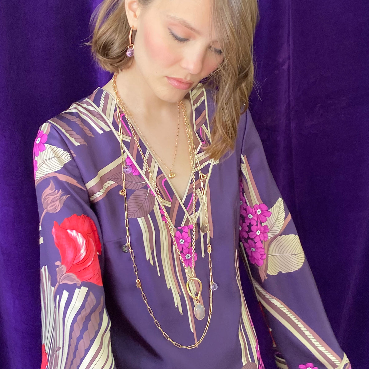 ISA Necklace roségold, Skyblue Quarz