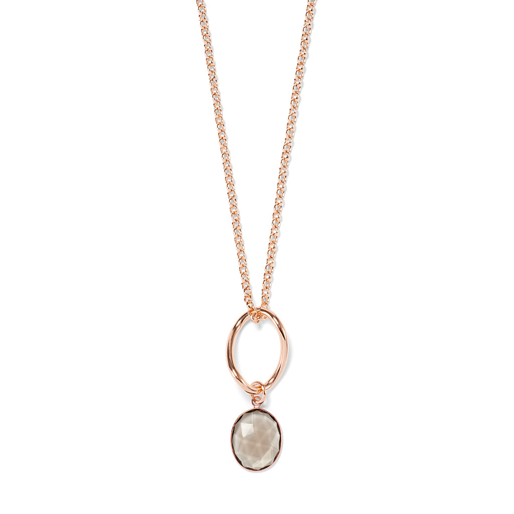 ISA Necklace roségold, Rauchquarz